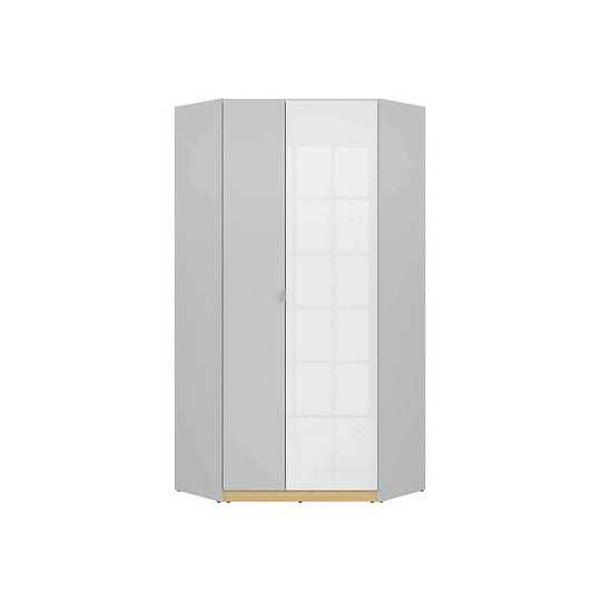 Dulap NANDU, gri deschis/ alb lucios, PAL, cu 2 usi, 93x93x201 cm