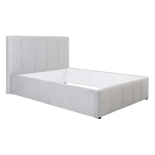 Cadru pat LONES 140x200, stofa catifelata gri deschis - Bluvel 03