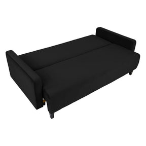 Canapea extensibila MARCIA, stofa catifelata negru - Velluto 19, cu lada depozitare, 215x101x96 cm