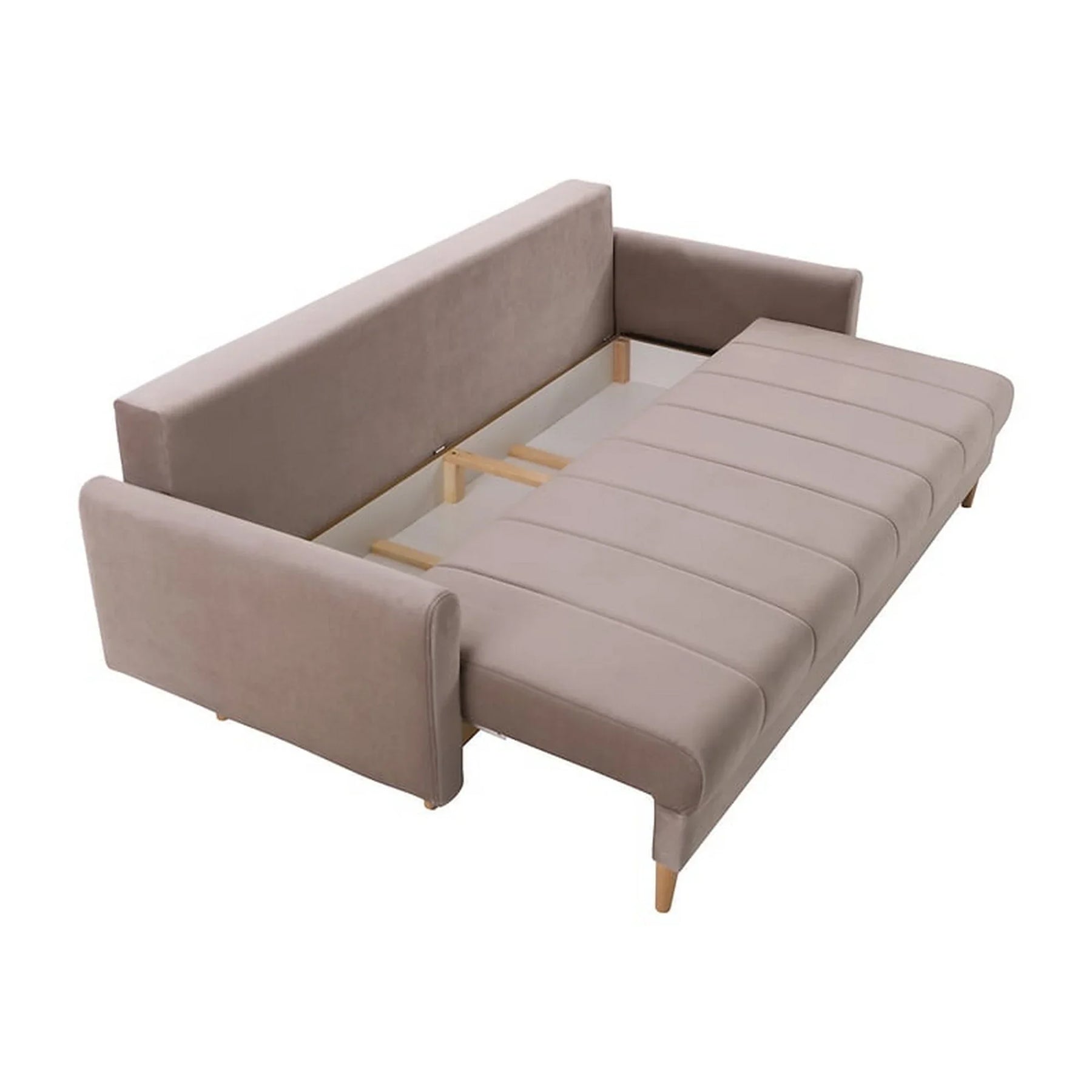 Canapea extensibila LATINA, stofa catifelata bej - Amon 16, 224x95x89 cm