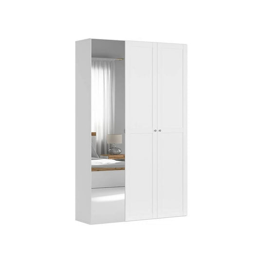 Dulap FLEX, alb, PAL, cu 3 usi si oglinda, 150x45x240 cm