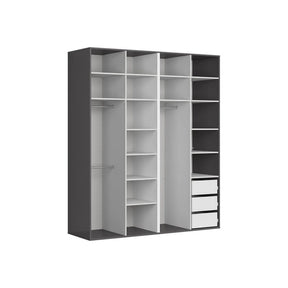 Dressing FLEX, gri grafit, PAL, cu 4 usi, 200x66x240 cm