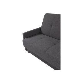 Canapea extensibila MARO, stofa clasica gri inchis - Mossa 99, cu lada depozitare, 207x95x95 cm