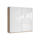 Dressing COLIN, alb lucios/stejar sonoma, PAL, cu 2 usi, 220x60x219 cm