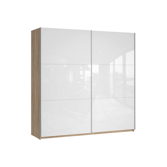 Dressing COLIN, alb lucios/stejar sonoma, PAL, cu 2 usi, 220x60x219 cm