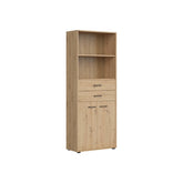 Dulap SPACE OFFICE, stejar artisan, PAL laminat, cu 2 usi si 2 sertare, 80x37x203 cm