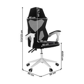 Scaun gaming YOKO, negru/alb, 60x65x113/123 cm