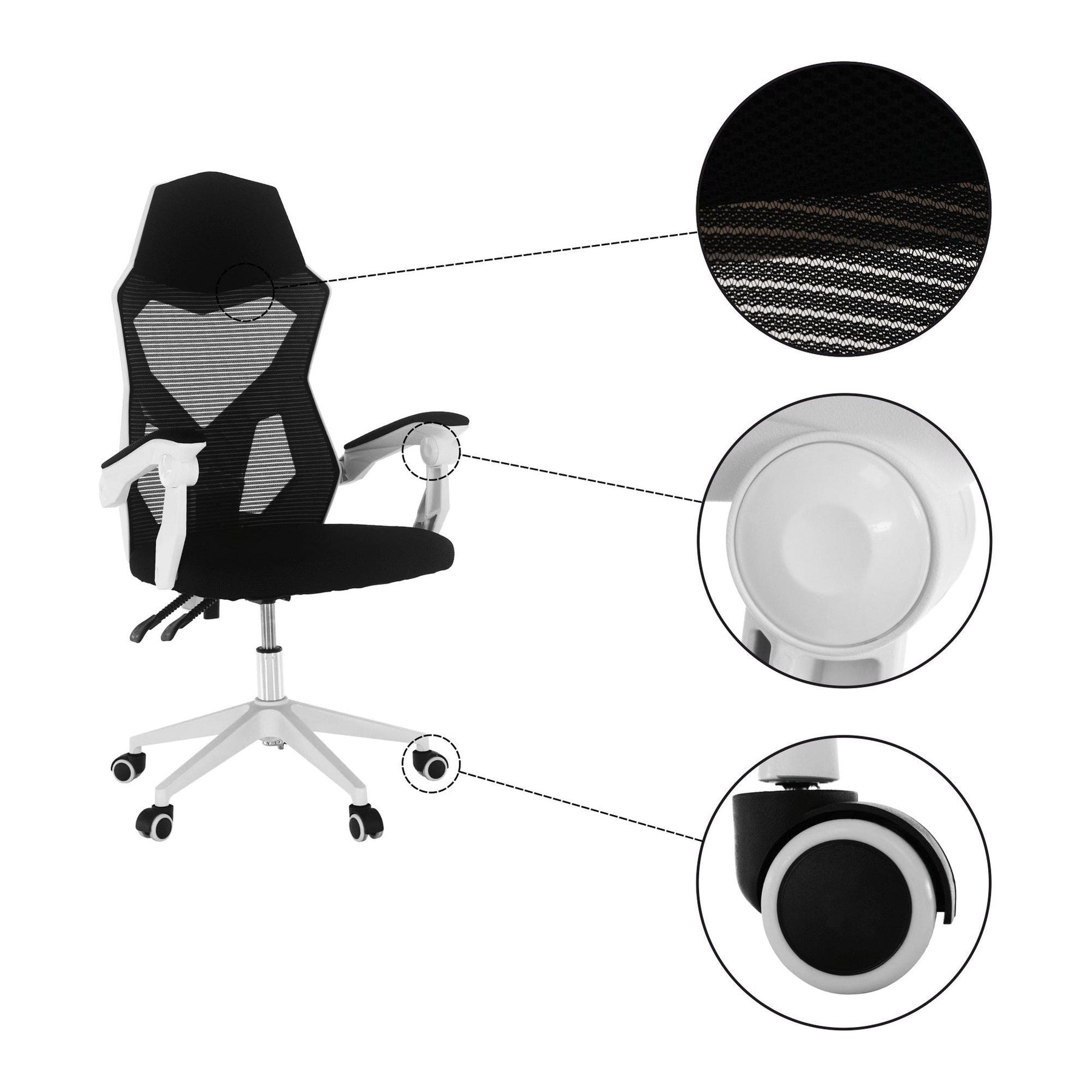 Scaun gaming YOKO, negru/alb, 60x65x113/123 cm
