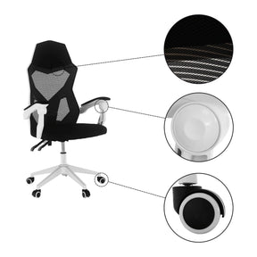 Scaun gaming YOKO, negru/alb, 60x65x113/123 cm