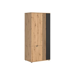 Dulap VABRES, stejar artisan/negru mat, PAL laminat, 91x56x196 cm