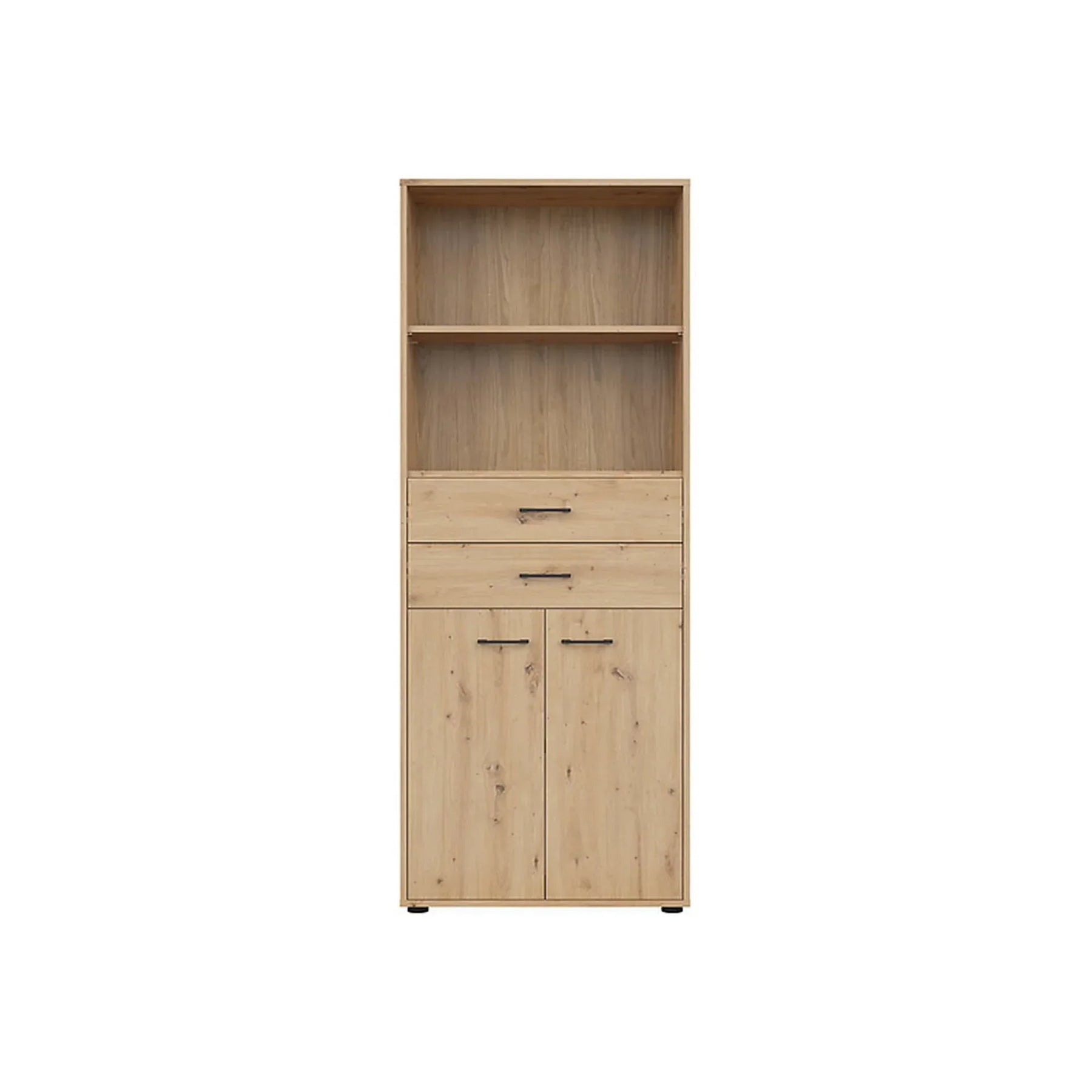 Dulap SPACE OFFICE, stejar artisan, PAL laminat, cu 2 usi si 2 sertare, 80x37x203 cm