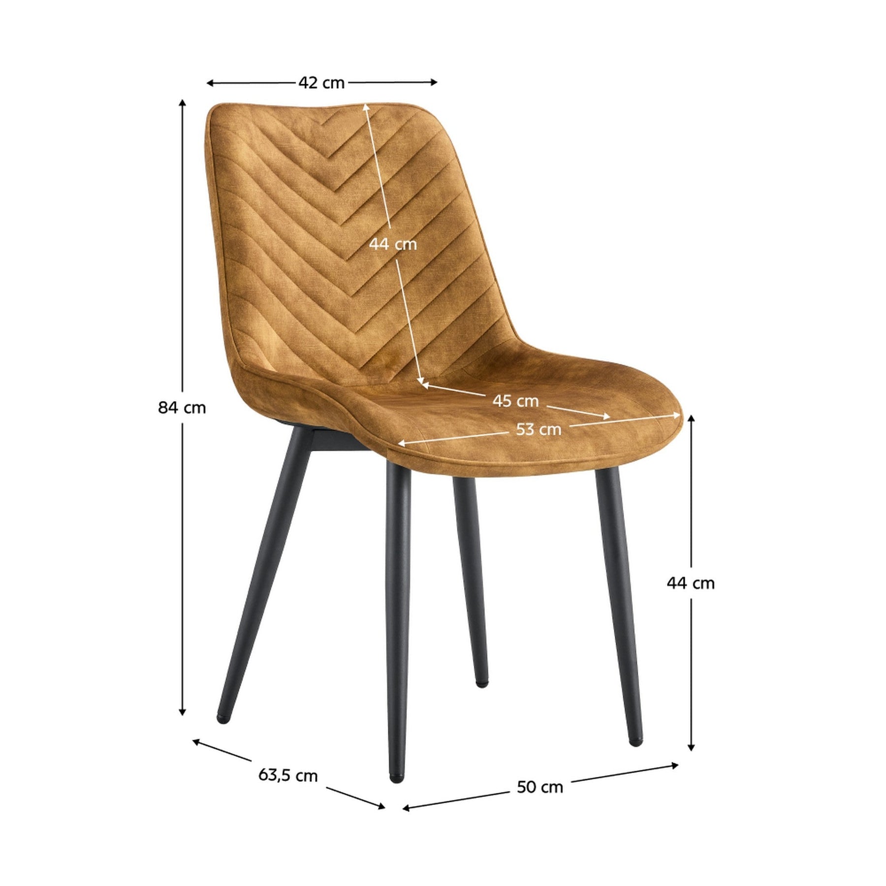 Scaun ZAINA TIP 2, maro/negru, stofa catifelata/metal, 50x64x84 cm