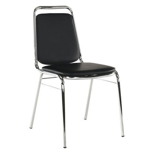 Scaun ZEKI, negru, piele ecologica/metal, 45x58x82 cm