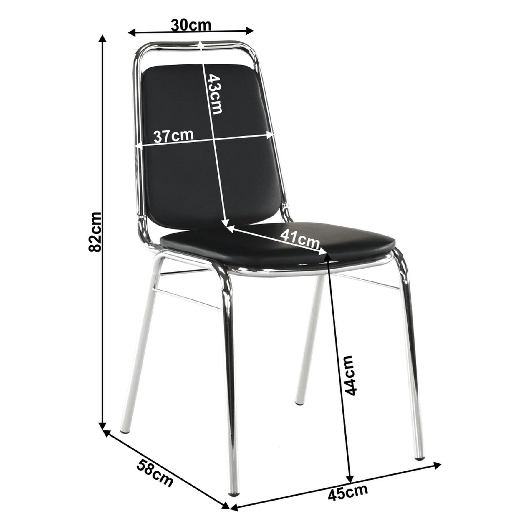 Scaun ZEKI, negru, piele ecologica/metal, 45x58x82 cm