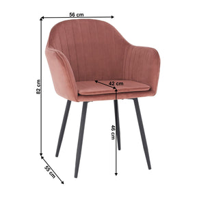Scaun ZIRKON, roz/negru, stofa catifelata/metal, 56x55x82 cm