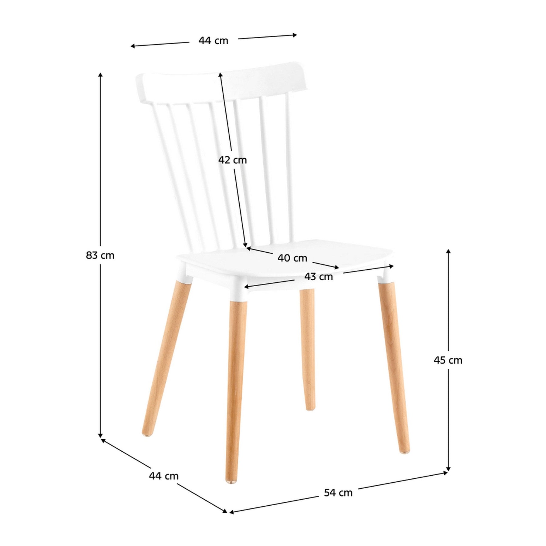 Scaun ZOSIMA, alb/fag, lemn masiv/plastic, 54x44x83 cm