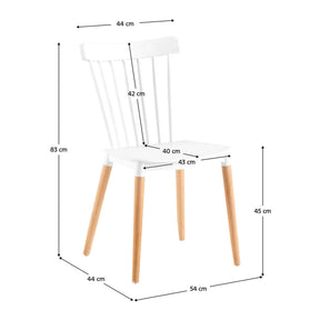Scaun ZOSIMA, alb/fag, lemn masiv/plastic, 54x44x83 cm