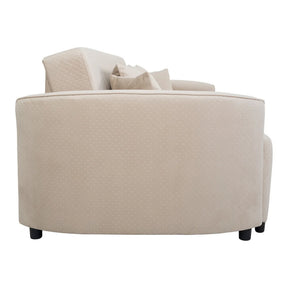 Canapea extensibila AKARO, stofa catifelata bej - Tiffany 02, cu lada depozitare, 227x114x85 cm
