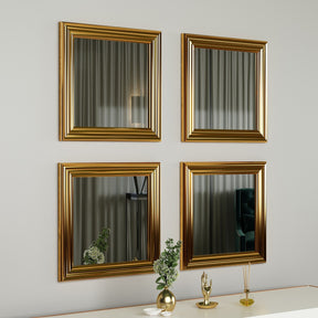 Set 4 oglinzi Loza, auriu, sticla, 40x40 cm