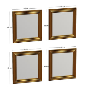 Set 4 oglinzi Loza, auriu, sticla, 40x40 cm