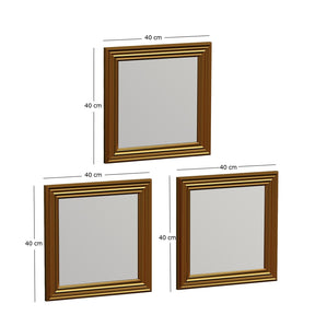 Set 3 oglinzi Otto, auriu, 40x3x40 cm