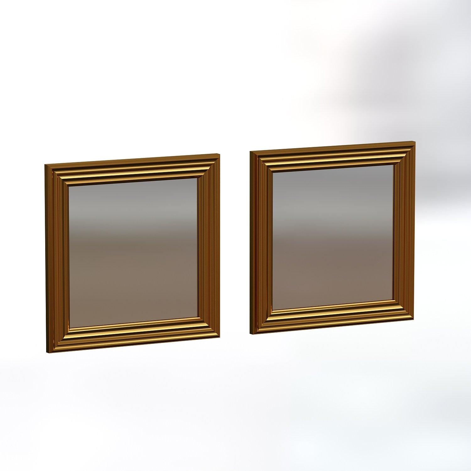 Set 2 oglinzi Bale, auriu, sticla, 40x3x40 cm