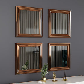 Set 4 oglinzi, bronz, sticla, 40x40 cm