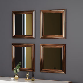 Set 4 oglinzi, bronz, sticla, 40x40 cm