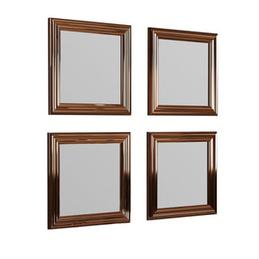 Set 4 oglinzi, bronz, sticla, 40x40 cm