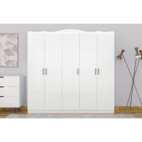 Dulap Lavinia 505, alb, PAL, cu 5 usi, 175x50x186 cm