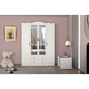 Dulap Lavinia 004, alb, PAL, cu 4 usi si 2 sertare, 140x50x186 cm