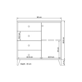 Comoda Nil 103, alb, PAL, 90x45x82 cm