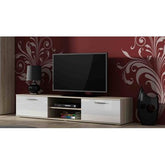 Comoda TV cu 2 usi si 2 spatii depozitare Soho, sonoma/alb, 180x43x37 cm