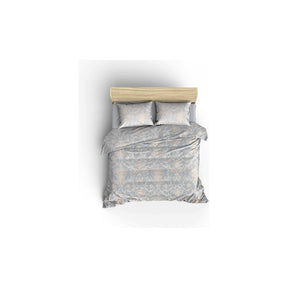 Set lenjerie pat dublu Tuval, bumbac 100%, auriu/albastru deschis, 200 x 235 cm + 2 fete de perna