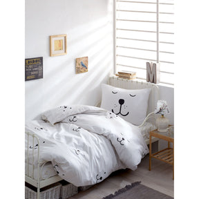 Set lenjerie pat dublu Eles, bumbac ranforce, alb, 200 x 220 cm + 2 fete de perna