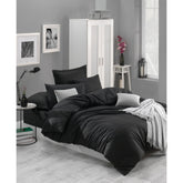 Set lenjerie pat dublu Fresh Color, bumbac ranforce 100%, negru, 200 x 220 cm + 2 fete de perna