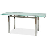 Masa living moderna din sticla alba GD017, model florat, 110/170X74X75