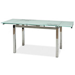 Masa living moderna din sticla alba GD017, model florat, 110/170X74X75