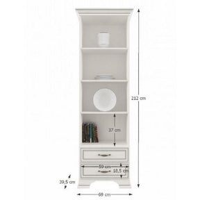 Biblioteca Tiffany (Tiffy), alb vintage, 69x39,5x212 cm