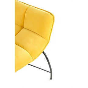 Fotoliu modern Belton, catifea galbena, 74x73x78 cm