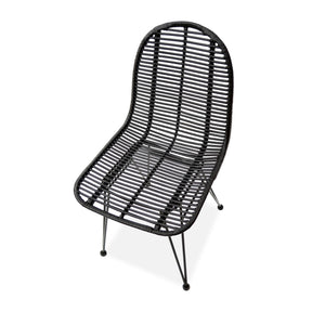 Scaun din ratan natural K337, negru, 44X55X90 cm