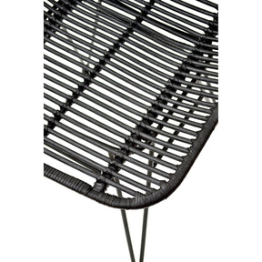Scaun din ratan natural K337, negru, 44X55X90 cm