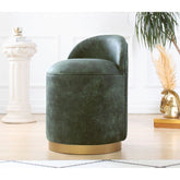 Taburet Luton, verde, piele intoarsa, 45x50 cm