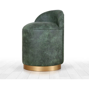 Taburet Luton, verde, piele intoarsa, 45x50 cm