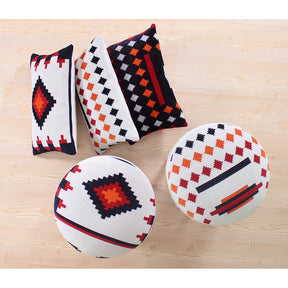 Taburet Farm, alb, lemn/material textil, 46x42 cm