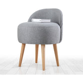 Taburet Corvile, gri/stejar, bumbac/material textil, 48x42x47 cm