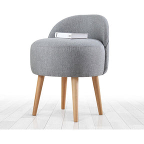 Taburet Corvile, gri/stejar, bumbac/material textil, 48x42x47 cm