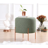 Taburet Copper 41, verde, material textil/bumbac, 40x42 cm
