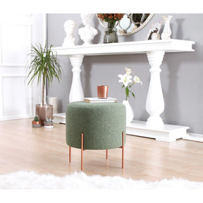 Taburet Copper 41, verde, material textil/bumbac, 40x42 cm
