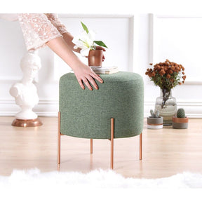 Taburet Copper 41, verde, material textil/bumbac, 40x42 cm